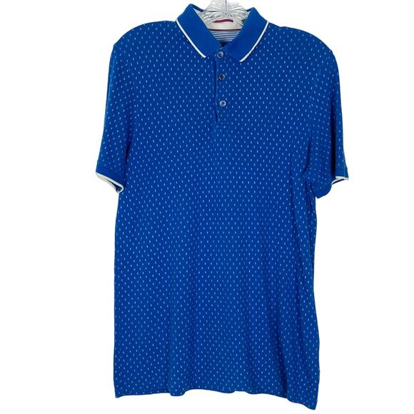 NWOT TED BAKER Polo Shirt 3~S Royal-Blue/Cobalt White”Toff Pique-Classic SlimFit - Picture 2 of 7